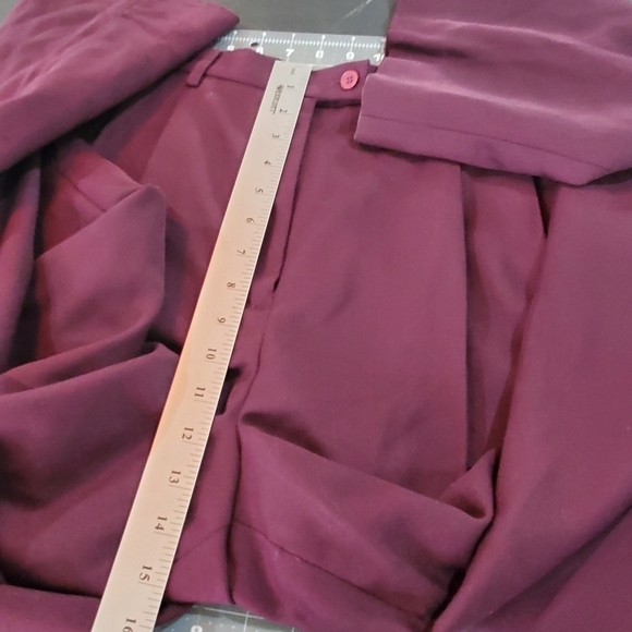 Vintage 90s Purple Wool Super High Rise Pleated  Trouser Casual Pants Size 12 - Picture 10 of 12